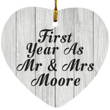 First Year As Mr & Mrs Moore - Heart Ornament F