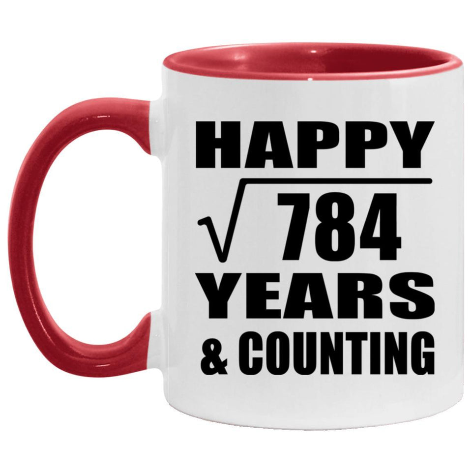 Happy 28th Anniversary Square Root of 784 Years & Counting - 11oz Accent Mug Red