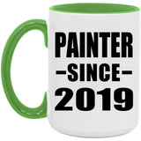 Painter Since 2019 - 15oz Accent Mug Green