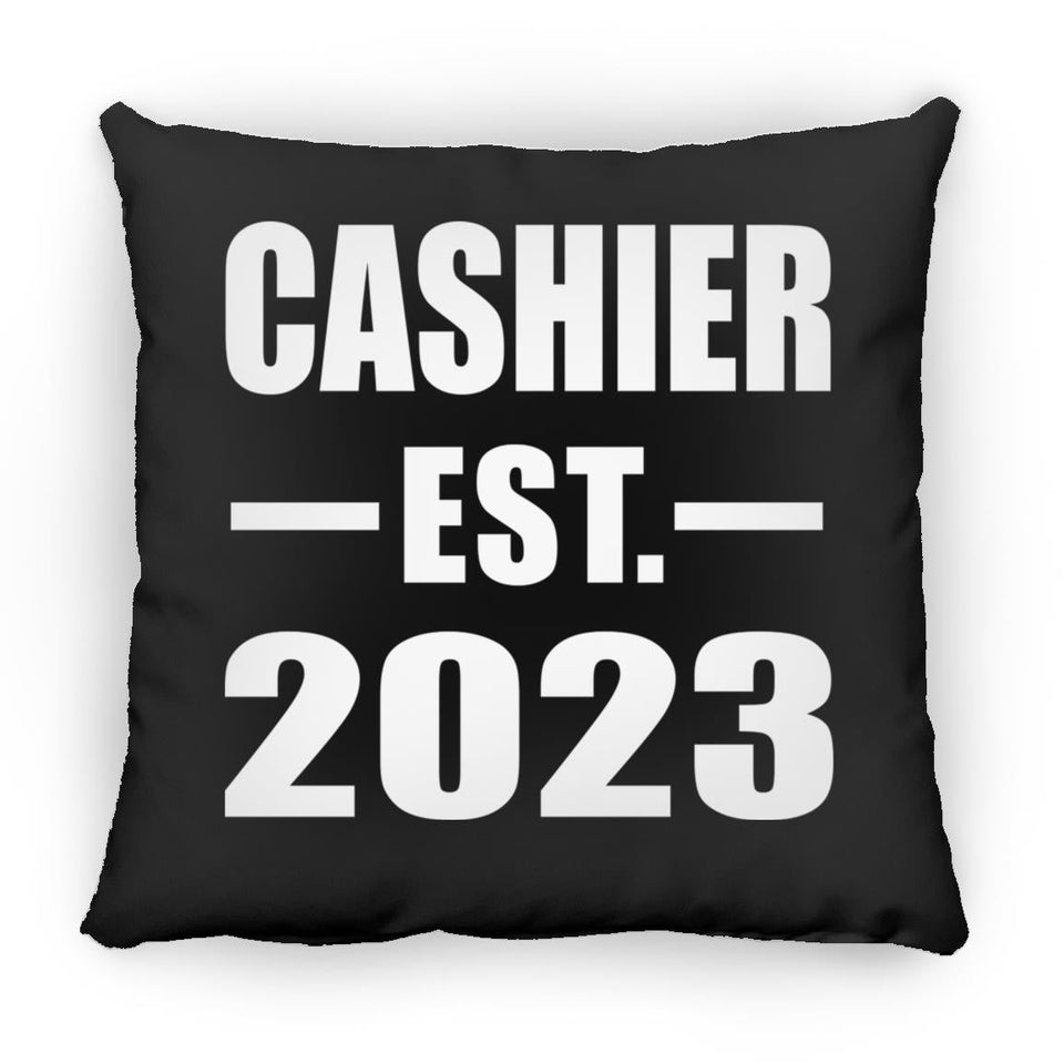Cashier Established EST. 2023 - Throw Pillow Black