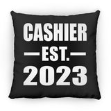 Cashier Established EST. 2023 - Throw Pillow Black