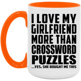 I Love My Girlfriend More Than Crossword Puzzles - 15oz Accent Mug Orange