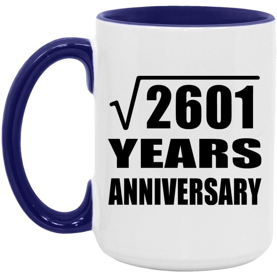 51st Anniversary Square Root of 2601 Years Anniversary - 15oz Accent Mug Purple
