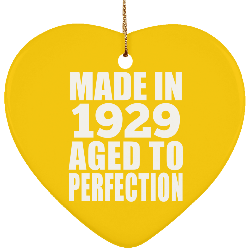 95th Birthday Made In 1929 Aged to Perfection - Heart Ornament