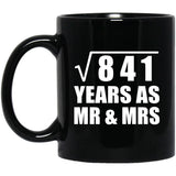 29th Anniversary Square Root of 841 Years As Mr & Mrs - 11oz Coffee Mug Black