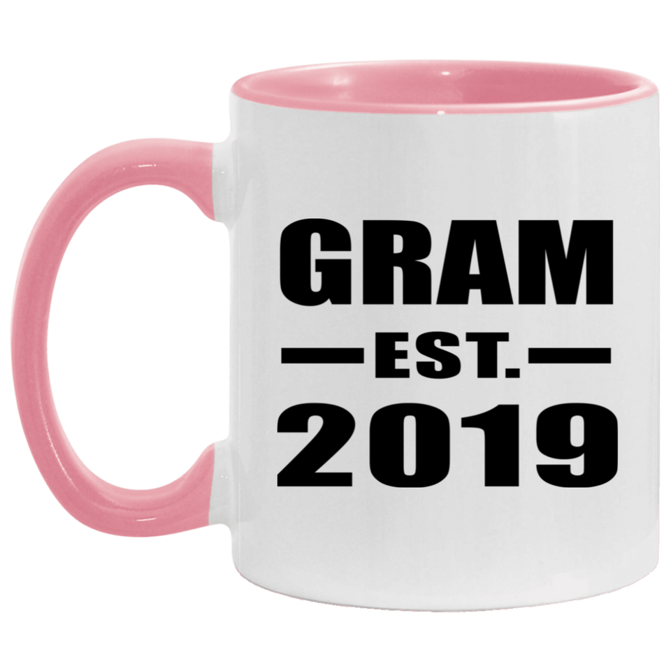 Gram Established EST. 2019 - 11oz Accent Mug Pink