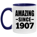 117th Birthday Amazing Since 1907 - 11oz Accent Mug Purple