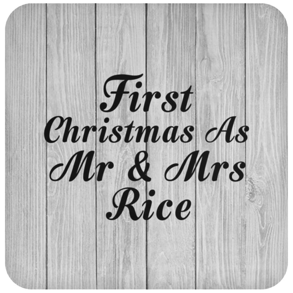 First Christmas As Mr & Mrs Rice - Drink Coaster F