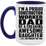 Proud Construction Worker Dad Of Awesome Daughter - 15oz Accent Mug Purple