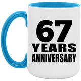 67th Anniversary 67 Years - 15oz Accent Mug Blue