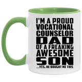 Proud Vocational Counselor Dad Of Awesome Son - 11oz Accent Mug Green