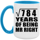 28th Anniversary Square Root of 784 Years of Being Mr Right - 15oz Accent Mug Blue