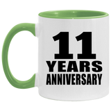 11th Anniversary 11 Years - 11oz Accent Mug Green