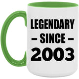 21st Birthday Legendary Since 2003 - 15oz Accent Mug Green