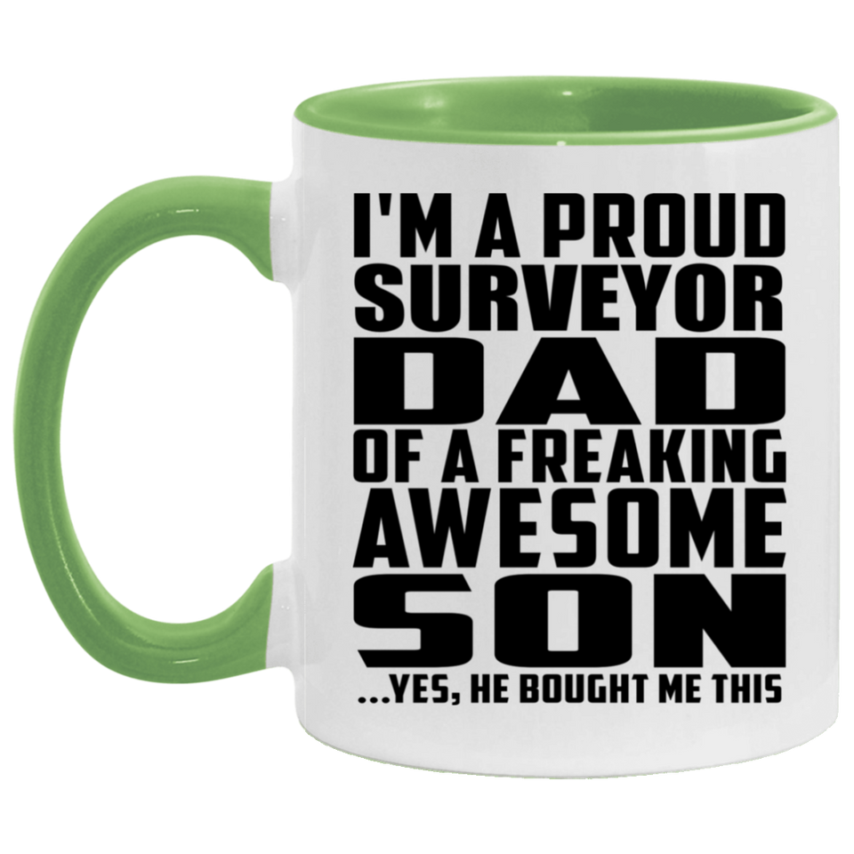 Proud Surveyor Dad Of Awesome Son - 11oz Accent Mug Green