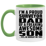 Proud Surveyor Dad Of Awesome Son - 11oz Accent Mug Green