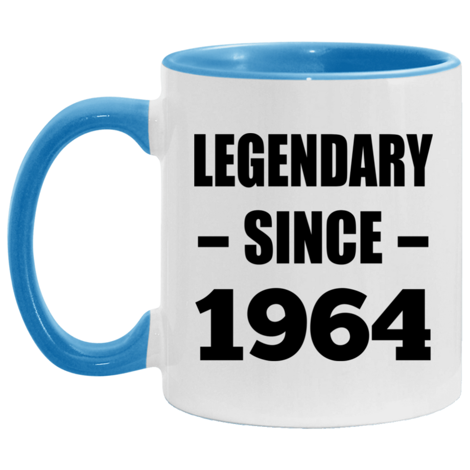 60th Birthday Legendary Since 1964 - 11oz Accent Mug Blue