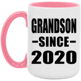 Grandson Since 2020 - 15oz Accent Mug Pink