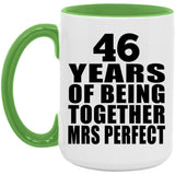 46th Anniversary 46 Years Of Being Mrs Perfect - 15oz Accent Mug Green
