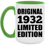 92nd Birthday Original 1932 Limited Edition - 15oz Accent Mug Green
