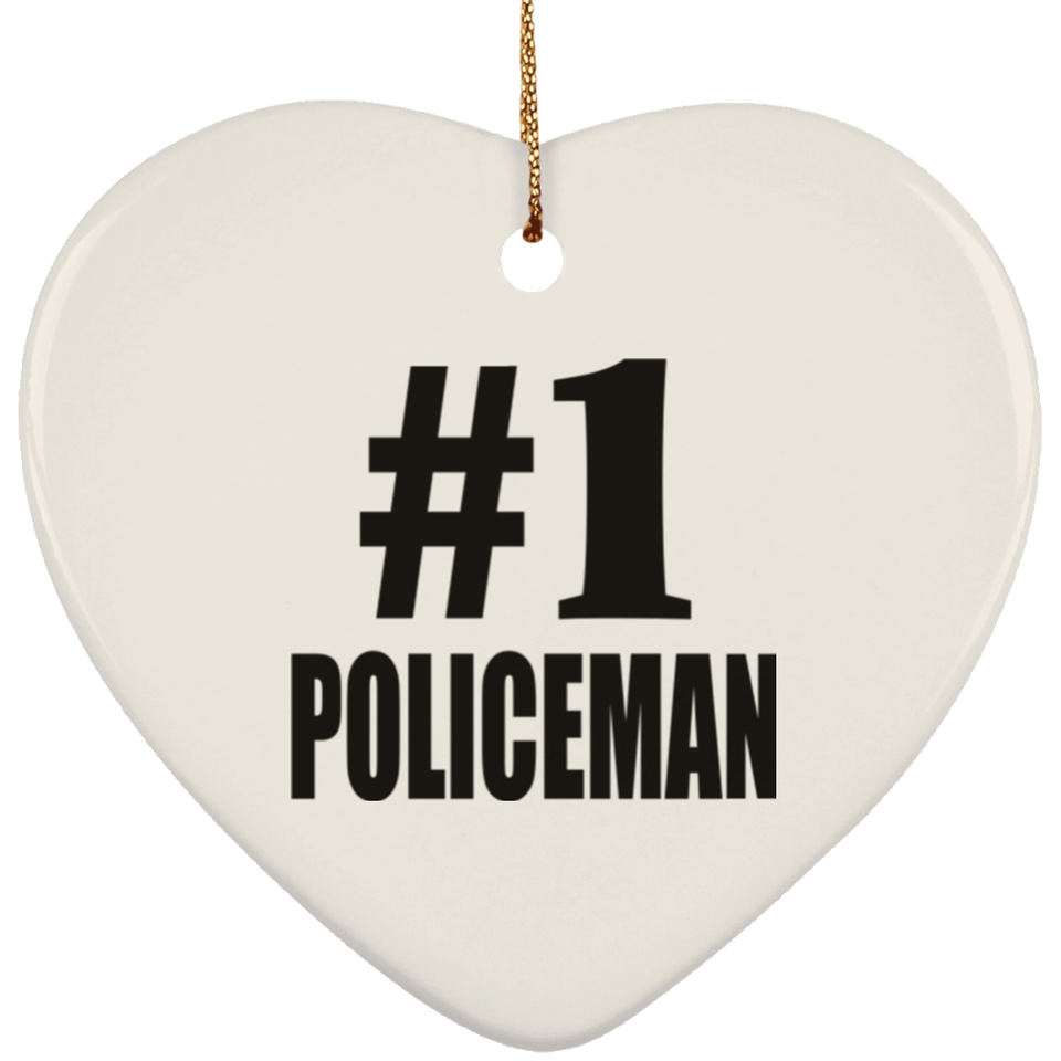 Number One #1 Policeman - Heart Ornament