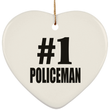 Number One #1 Policeman - Heart Ornament