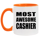Most Awesome Cashier - 11oz Accent Mug Orange