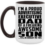 Proud Advertising Executive Dad Of Awesome Son - 15oz Accent Mug Black