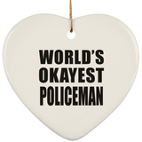World's Okayest Policeman - Heart Ornament