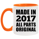 7th Birthday Made in 2017 All Parts Original - 11oz Accent Mug Orange