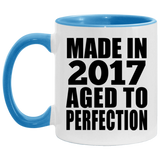 7th Birthday Made In 2017 Aged to Perfection - 11oz Accent Mug Blue