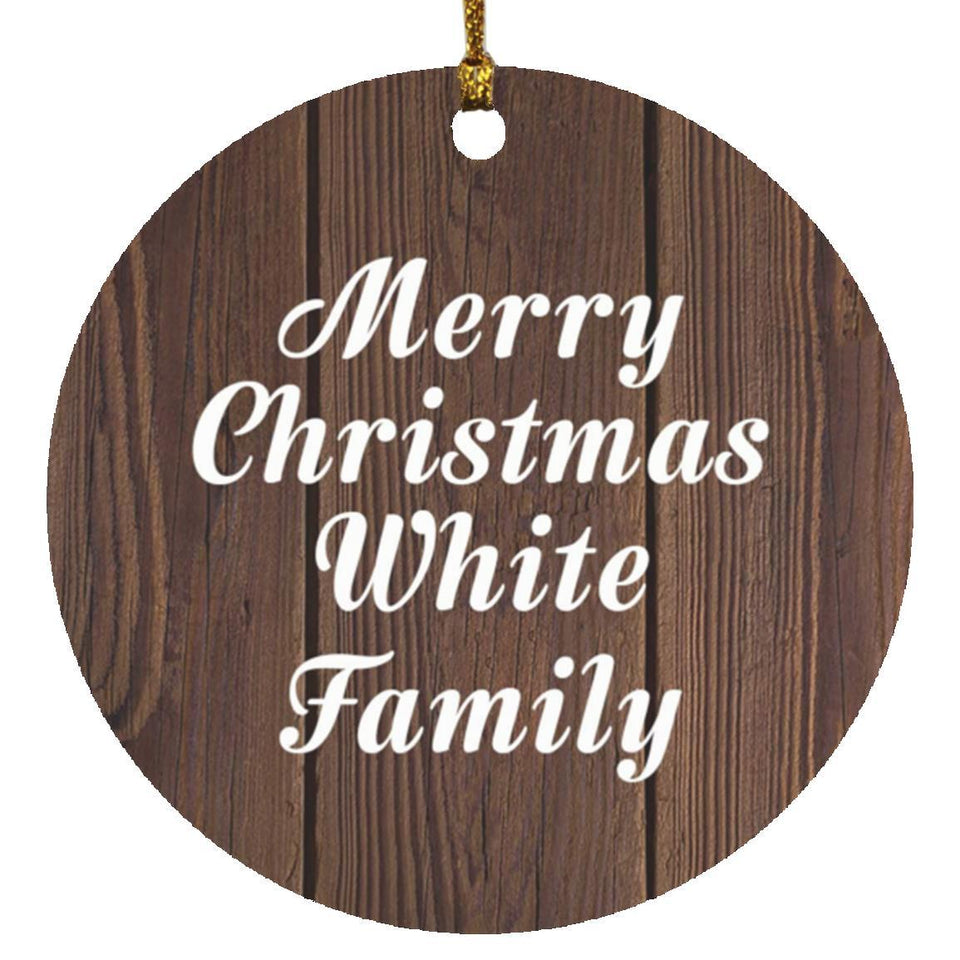 Merry Christmas White Family - Circle Ornament D