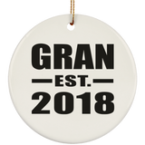 Gran Established EST. 2018 - Circle Ornament