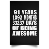 91st Birthday 91 Years 1092 Months 33237 Days Of Awesome - Poster Portrait