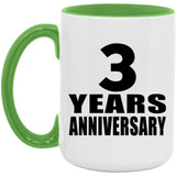 3rd Anniversary 3 Years Anniversary - 15oz Accent Mug Green