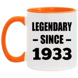91st Birthday Legendary Since 1933 - 11oz Accent Mug Orange