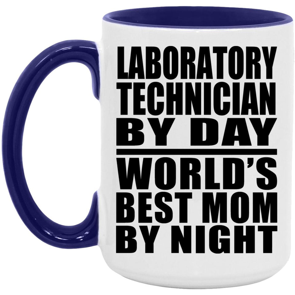 Laboratory Technician By Day World's Best Mom By Night - 15oz Accent Mug Purple