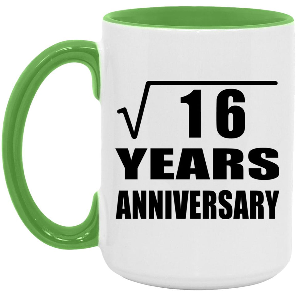 4th Anniversary Square Root of 16 Years Anniversary - 15oz Accent Mug Green