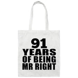 91st Anniversary 91 Years Of Being Mr Right - Tote Bag White