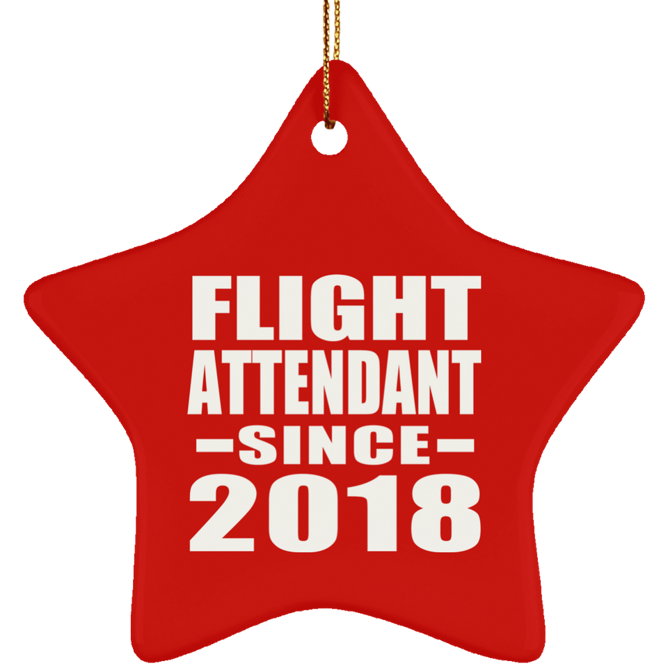 Flight Attendant Since 2018 - Star Ornament