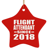 Flight Attendant Since 2018 - Star Ornament