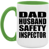 Dad Husband Safety Inspector - 15oz Accent Mug Green