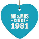43rd Anniversary Mr & Mrs Since 1981 - Heart Ornament