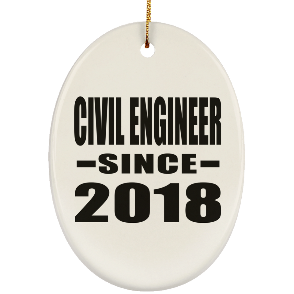 Civil Engineer Since 2018 - Oval Ornament
