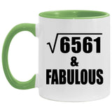 81st Birthday Square Root of 6561 & Fabulous - 11oz Accent Mug Green