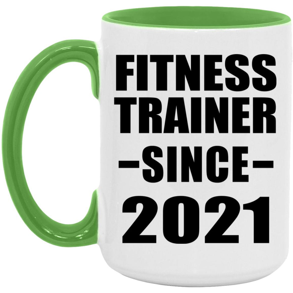 Fitness Trainer Since 2021 - 15oz Accent Mug Green