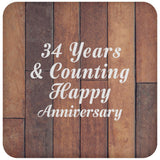 Happy 34th Anniversary 34 Years & Counting - Drink Coaster E