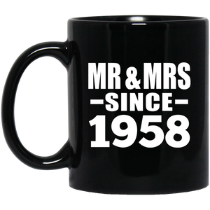 66th Anniversary Mr & Mrs Since 1958 - 11 Oz Coffee Mug Black