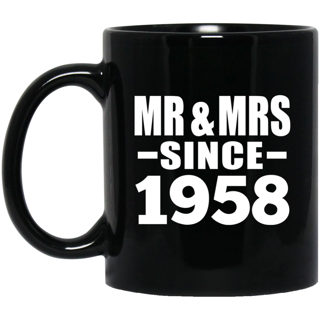 66th Anniversary Mr & Mrs Since 1958 - 11 Oz Coffee Mug Black