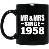 66th Anniversary Mr & Mrs Since 1958 - 11 Oz Coffee Mug Black